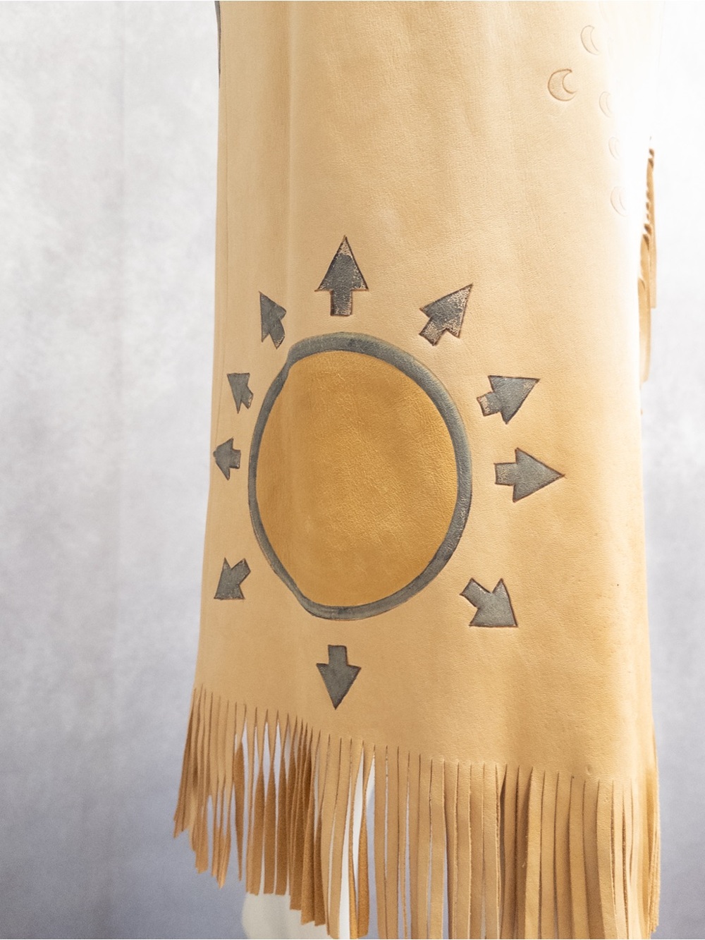 Vtg Ralph Lauren Country 1980s Wrap Fringe Skirt, Hand-painted Leather, Size 8 - Picture 6 of 10